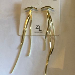 4” NWT retro slinky gold disco pierced earrings